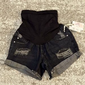 Jessica Simpson Distressed Maternity Shorts - Black - Small - New with Tags